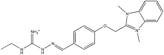 1,3-Dimethyl-2-[4-[2-[iminio(ethylamino)methyl]hydrazonomethyl]phenoxymethyl]1H-benzimidazol-3-ium 结构式