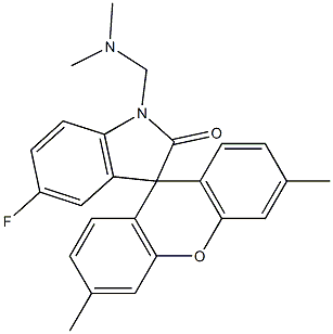 5-Fluoro-3',6'-dimethyl-1-(N,N-dimethylaminomethyl)spiro[3H-indole-3,9'-[9H]xanthen]-2(1H)-one 结构式