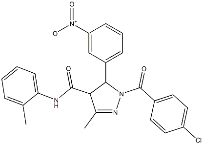 N-(2-Methylphenyl)-5-(3-nitrophenyl)-1-(4-chlorobenzoyl)-3-methyl-4,5-dihydro-1H-pyrazole-4-carboxamide Struktur