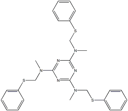 N,N',N''-Trimethyl-N,N',N''-tris[(phenylthio)methyl]-1,3,5-triazine-2,4,6-triamine Structure