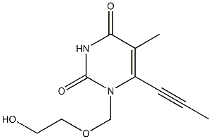 1-(2-ヒドロキシエトキシメチル)-6-(1-プロピニル)チミン 化学構造式