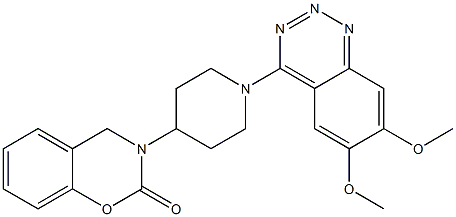 4-[4-[(3,4-ジヒドロ-2-オキソ-2H-1,3-ベンゾオキサジン)-3-イル]ピペリジノ]-6,7-ジメトキシ-1,2,3-ベンゾトリアジン 化学構造式