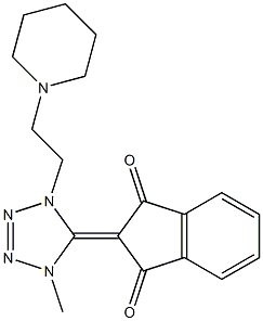 2-[1-Methyl-4-(2-piperidinoethyl)-1H-tetrazol-5(4H)-ylidene]indane-1,3-dione,,结构式