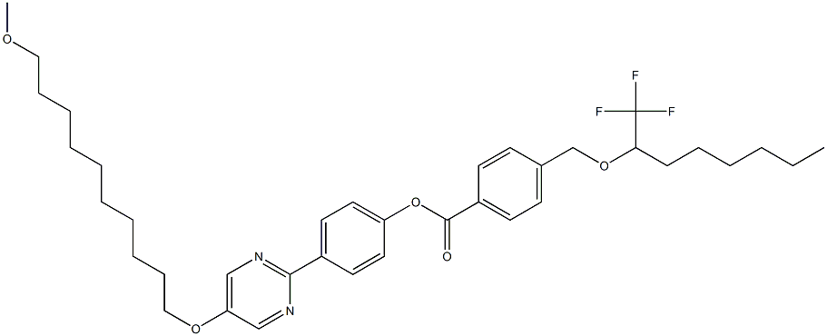 4-[[1-(Trifluoromethyl)heptyl]oxymethyl]benzoic acid 4-[5-(10-methoxydecyloxy)pyrimidin-2-yl]phenyl ester,,结构式