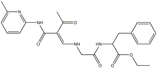 3-フェニル-2-[2-[[2-アセチル-3-[(6-メチル-2-ピリジニル)アミノ]-3-オキソ-1-プロペニル]アミノ]アセチルアミノ]プロパン酸エチル 化学構造式