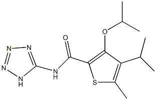 3-Isopropyloxy-4-isopropyl-5-methyl-N-(1H-tetrazol-5-yl)thiophene-2-carboxamide Struktur