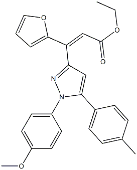 (E)-3-(Furan-2-yl)-3-[[1-(4-methoxyphenyl)-5-(4-methylphenyl)-1H-pyrazol]-3-yl]propenoic acid ethyl ester,,结构式