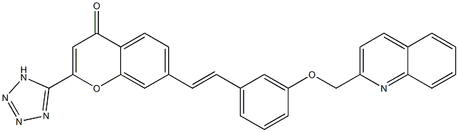 7-[(E)-2-[3-[(2-Quinolinyl)methoxy]phenyl]ethenyl]-2-(1H-tetrazol-5-yl)-4H-1-benzopyran-4-one Struktur