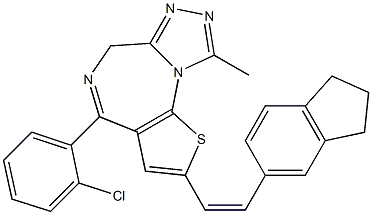 4-(2-Chlorophenyl)-2-[(Z)-2-[(2,3-dihydro-1H-inden)-5-yl]ethenyl]-9-methyl-6H-thieno[3,2-f][1,2,4]triazolo[4,3-a][1,4]diazepine