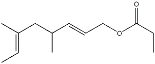 プロピオン酸4,6-ジメチル-2,6-オクタジエニル 化学構造式