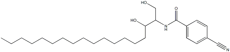 N-[2-ヒドロキシ-1-(ヒドロキシメチル)ヘプタデシル]-4-シアノベンズアミド 化学構造式