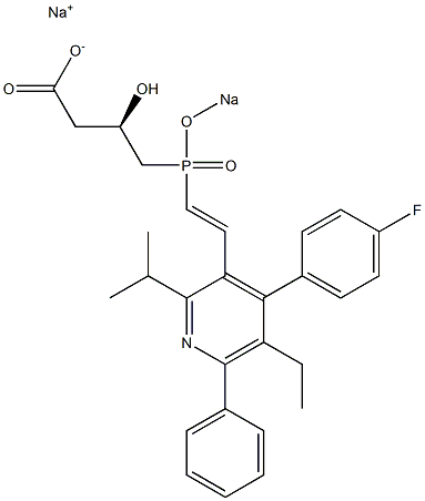 (3R)-4-[[(E)-2-[4-(4-Fluorophenyl)-5-ethyl-2-isopropyl-6-phenyl-3-pyridinyl]ethenyl]sodiooxyphosphinyl]-3-hydroxybutyric acid sodium salt Struktur