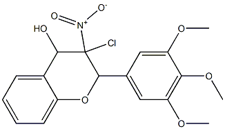 3-クロロ-3,4-ジヒドロ-4-ヒドロキシ-3-ニトロ-2-(3-メトキシ-4-メトキシ-5-メトキシフェニル)-2H-1-ベンゾピラン 化学構造式