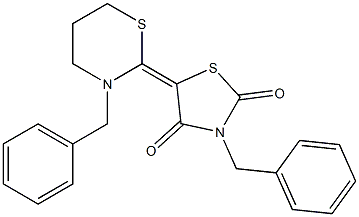 3-Benzyl-5-[(tetrahydro-3-benzyl-2H-1,3-thiazin)-2-ylidene]thiazolidine-2,4-dione Structure