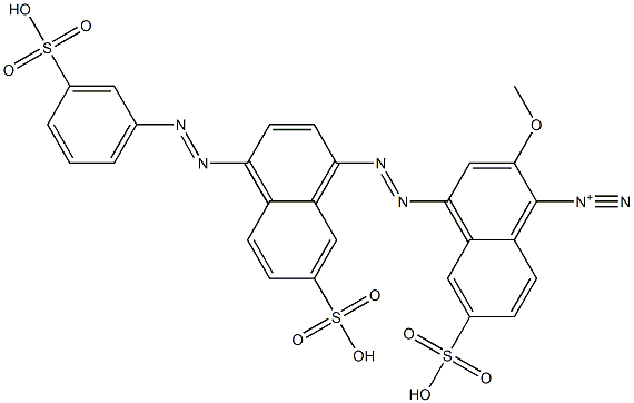 2-Methoxy-6-sulfo-4-[[7-sulfo-4-[(3-sulfophenyl)azo]-1-naphthalenyl]azo]-1-naphthalenediazonium,,结构式