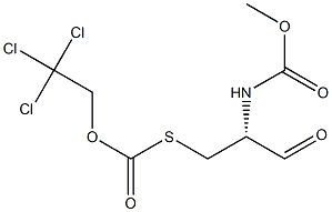 (R)-2-[(メトキシカルボニル)アミノ]-3-[(2,2,2-トリクロロエトキシカルボニル)チオ]プロパナール 化学構造式