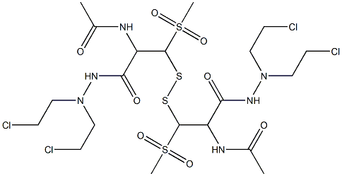3,3'-ジチオビス[N',N'-ビス(2-クロロエチル)-2-アセチルアミノ-3-メチルスルホニルプロピオン酸ヒドラジド] 化学構造式