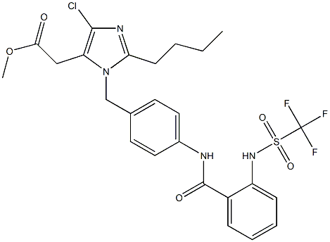 2-Butyl-4-chloro-1-[4-[2-(trifluoromethylsulfonylamino)benzoylamino]benzyl]-1H-imidazole-5-acetic acid methyl ester Structure