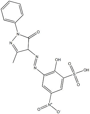 3-[[(4,5-Dihydro-3-methyl-5-oxo-1-phenyl-1H-pyrazol)-4-yl]azo]-2-hydroxy-5-nitrobenzenesulfonic acid 结构式