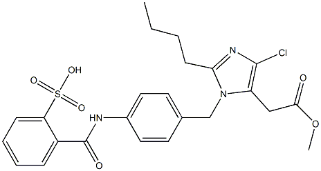 2-Butyl-4-chloro-1-[4-[2-(hydroxysulfonyl)benzoylamino]benzyl]-1H-imidazole-5-acetic acid methyl ester,,结构式