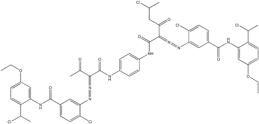 3,3'-[2-(1-Chloroethyl)-1,4-phenylenebis[iminocarbonyl(acetylmethylene)azo]]bis[N-[2-(1-chloroethyl)-5-ethoxyphenyl]-4-chlorobenzamide],,结构式