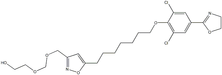 3-[(2-ヒドロキシエトキシメトキシ)メチル]-5-[7-[2,6-ジクロロ-4-[(4,5-ジヒドロオキサゾール)-2-イル]フェノキシ]ヘプチル]イソオキサゾール 化学構造式