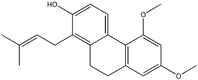 9,10-Dihydro-5,7-dimethoxy-1-(3-methyl-2-butenyl)phenanthren-2-ol Structure