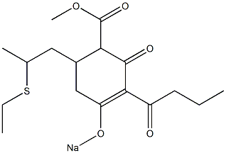 3-Butyryl-6-(2-ethylthiopropyl)-2-oxo-4-sodiooxy-3-cyclohexene-1-carboxylic acid methyl ester Structure