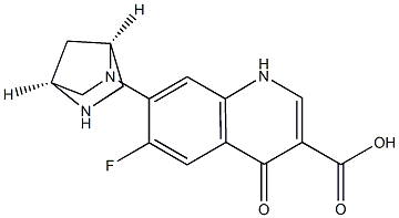 6-Fluoro-1,4-dihydro-4-oxo-7-[(1S,4S)-2,5-diazabicyclo[2.2.1]heptan-2-yl]quinoline-3-carboxylic acid 结构式