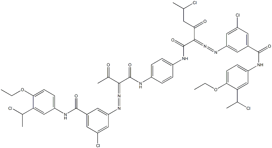 3,3'-[2-(1-Chloroethyl)-1,4-phenylenebis[iminocarbonyl(acetylmethylene)azo]]bis[N-[3-(1-chloroethyl)-4-ethoxyphenyl]-5-chlorobenzamide] 结构式