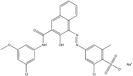 2-Chloro-6-methyl-4-[[3-[[(3-chloro-5-methoxyphenyl)amino]carbonyl]-2-hydroxy-1-naphtyl]azo]benzenesulfonic acid sodium salt 结构式
