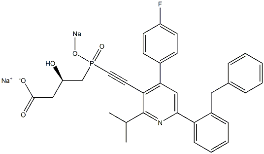 (3R)-4-[[[4-(4-Fluorophenyl)-2-isopropyl-6-(2-benzylphenyl)-3-pyridinyl]ethynyl]sodiooxyphosphinyl]-3-hydroxybutyric acid sodium salt Structure