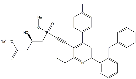 (3R)-4-[[[4-(4-Fluorophenyl)-2-isopropyl-6-(2-benzylphenyl)-3-pyridinyl]ethynyl]sodiooxyphosphinyl]-3-hydroxybutyric acid sodium salt,,结构式