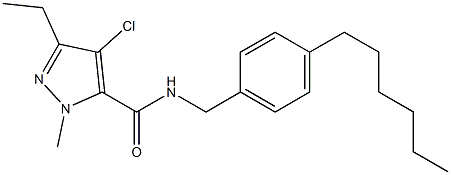 N-(4-Hexylbenzyl)-1-methyl-3-ethyl-4-chloro-1H-pyrazole-5-carboxamide,,结构式