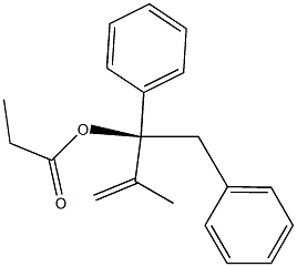 (+)-プロピオン酸(S)-1-ベンジル-2-メチル-1-フェニルアリル 化学構造式