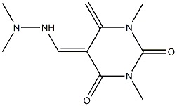 4,5-Dihydro-1,3-dimethyl-6-methylene-5-[(dimethylamino)aminomethylene]pyrimidine-2,4(1H,3H)-dione Structure