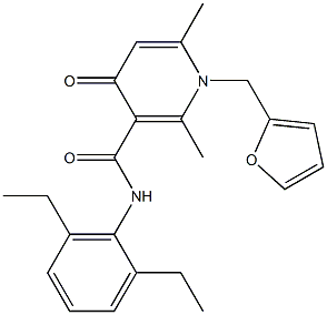 1-(2-Furanylmethyl)-1,4-dihydro-2,6-dimethyl-N-(2,6-diethylphenyl)-4-oxopyridine-3-carboxamide 结构式