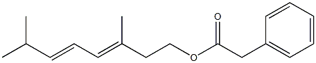 フェニル酢酸3,7-ジメチル-3,5-オクタジエニル 化学構造式