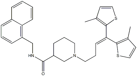 1-[4,4-Bis(3-methyl-2-thienyl)-3-butenyl]-N-(1-naphtylmethyl)piperidine-3-carboxamide Structure