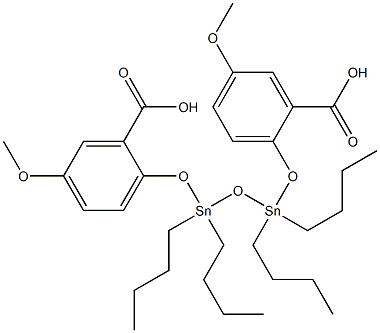 Bis(5-methoxysalicylic acid)1,1,3,3-tetrabutyl-1,3-distanna-2-oxapropane-1,3-diyl ester,,结构式