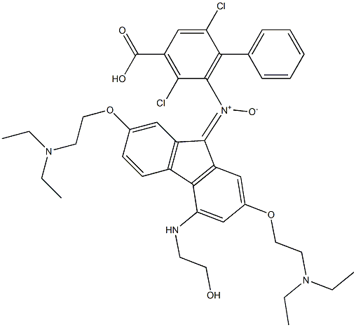 N-[2,7-ビス[2-(ジエチルアミノ)エトキシ]-9H-フルオレン-9-イリデン]-4-[(2-ヒドロキシエチル)アミノ]フェニルアミンN-オキシド 化学構造式