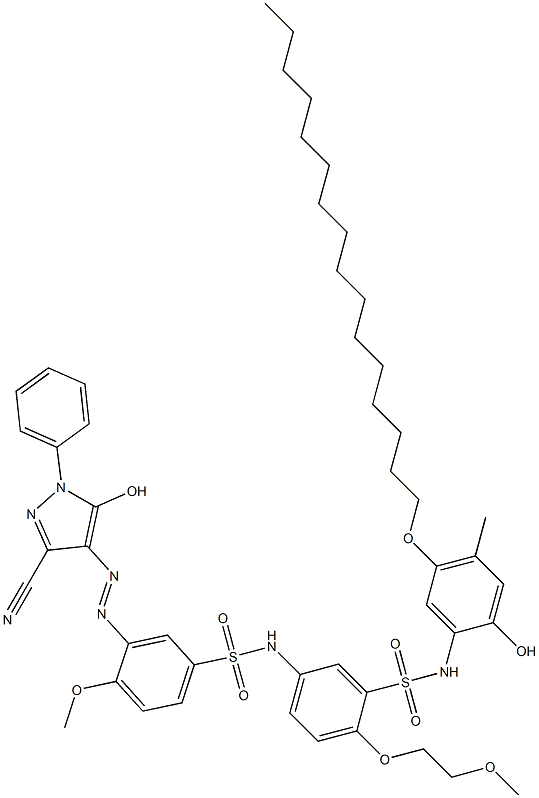 3-(3-Cyano-5-hydroxy-1-phenyl-1H-pyrazol-4-ylazo)-4-methoxy-N-[3-[(5-hexadecyloxy-2-hydroxy-4-methylphenyl)aminosulfonyl]-4-(2-methoxyethoxy)phenyl]benzenesulfonamide