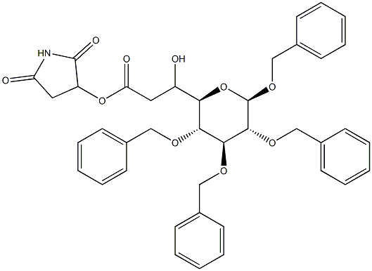 2-(1,2,3,4-Tetra-O-benzyl-beta-D-glucopyranos-6-yl)- acetic acid hydroxysuccinimidester 化学構造式