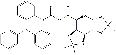 2-(1,2:3,4-Di-O-isopropyliden-alpha-D-galacto pyranos-6-yl)-acetic acid 2-diphenyl- phosphanyl-phenyl ester 化学構造式