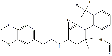 (6-((2-(3,4-Dimethoxyphenyl)ethyl)amino)-4,4-dimethyl-2-oxocyclohex-1-enyl)-N-(3-(trifluoromethyl)phenyl)formamide Struktur