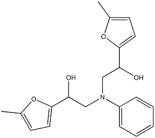 2-([2-HYDROXY-2-(5-METHYL-FURAN-2-YL)-ETHYL]-PHENYL-AMINO)-1-(5-METHYL-FURAN-2-YL)-ETHANOL Struktur