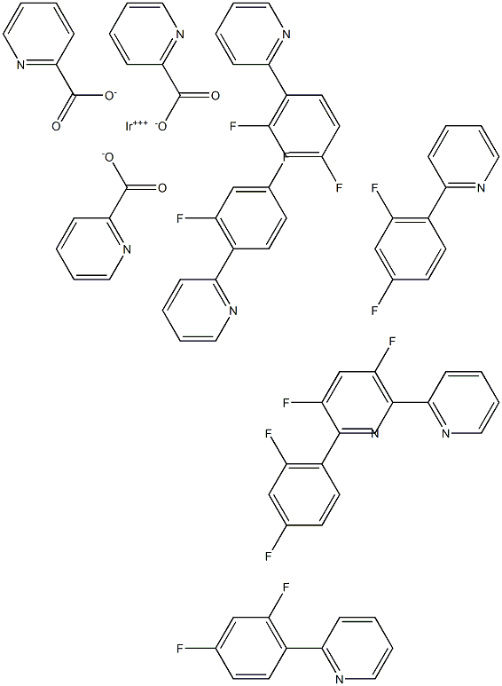 二(4,6-二氟苯基吡啶)(2-吡啶甲酸)合铱(III) 结构式