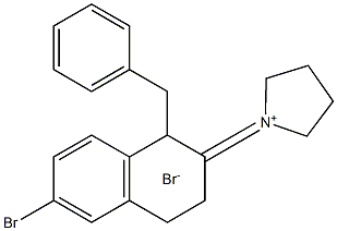 1-(1-benzyl-6-bromo-3,4-dihydronaphthalen-2(1H)-ylidene)pyrrolidinium bromide 化学構造式