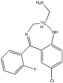 2-Aminomethyl-7-chloro-2,3-dihydro-5-(2-fluorophenyl)-1H-1,4-benzodiazepine-13C Structure