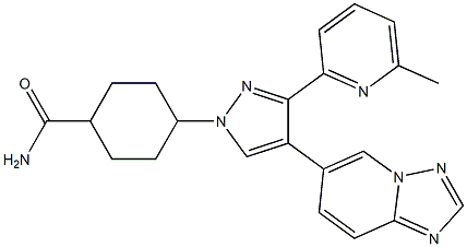 4-(4-([1,2,4]triazolo[1,5-a]pyridin-6-yl)-3-(6-methylpyridin-2-yl)-1H-pyrazol-1-yl)cyclohexanecarboxamide Struktur